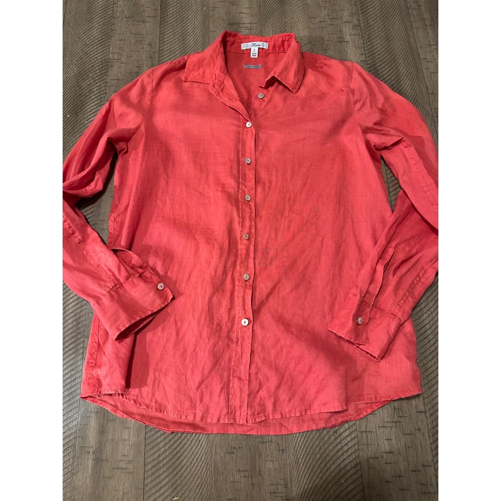 Mavi 100%‎ Linen Long Sleeve Button Down Shirt Red Small